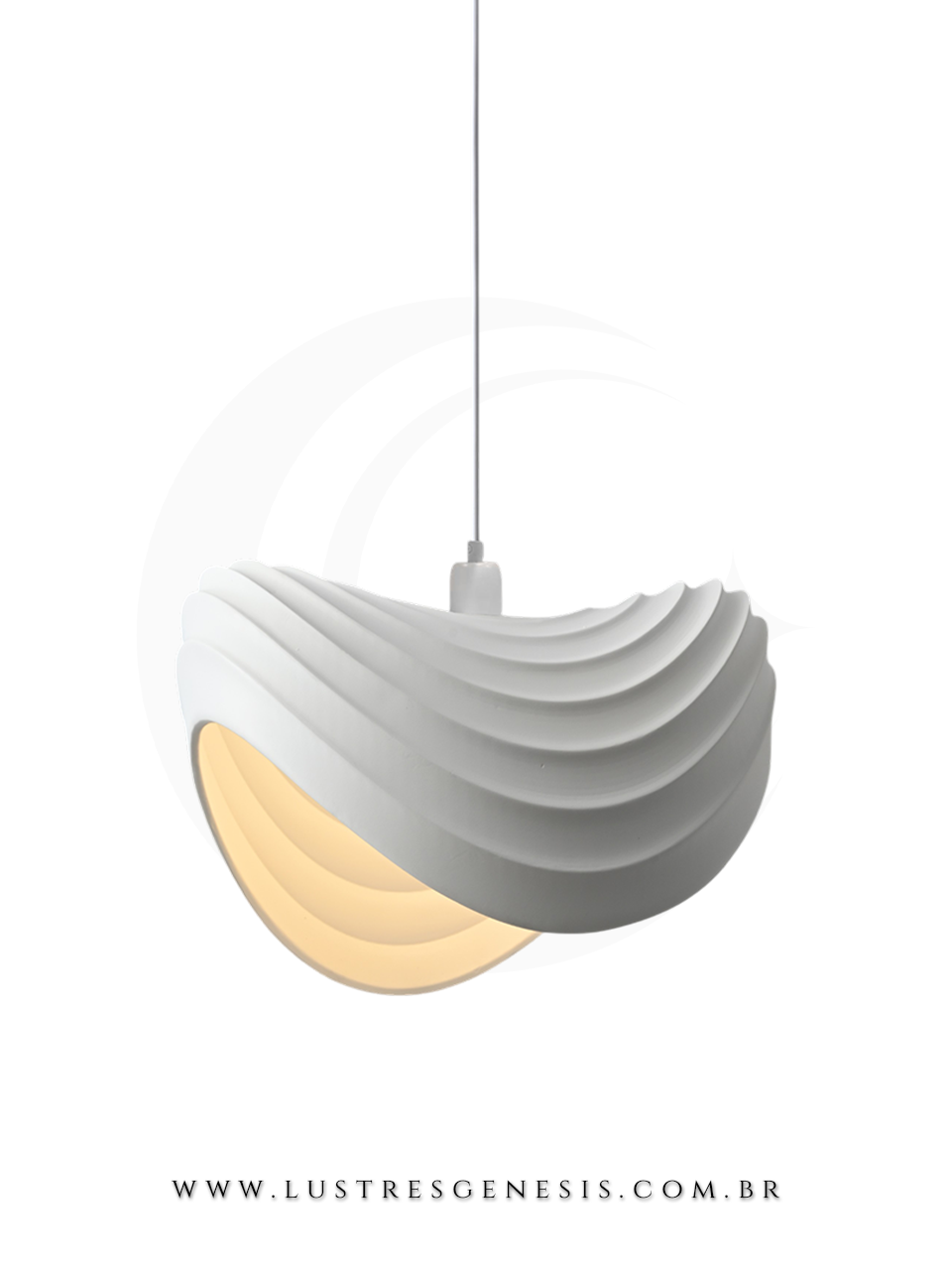 Lustre Pendente Contemporaneo DCD02675 Branco Resina E27 38x36cm, Banheiro, Lavabo, Bancada de Cozinha, Cabeceira